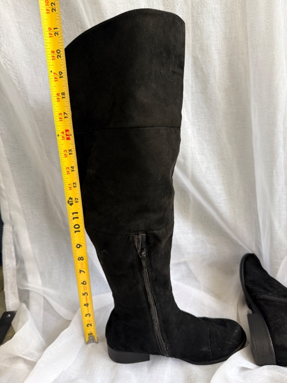 American Eagle Black faux Suede Knee High Boots | 8M | Wide Calf Tall Boots Boho - Picture 6 of 6